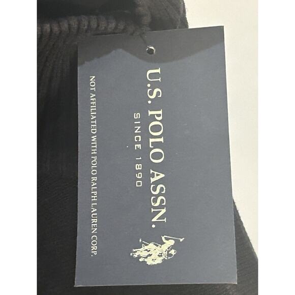 NWT Men's size XL U.S. Polo Assn. Black Striped Quarter Zip Pullover - Picture 6 of 11